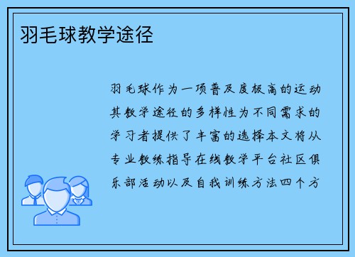 羽毛球教学途径